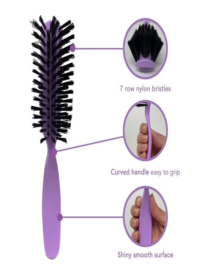 Styling Gear Detangling Hair Brush Nylon Bristles 7 Row Teasing Womens Brush For Thick Hair Small Travel Hairbrush Brush For Hair 1 Pcs. (Lavender) - Image 5